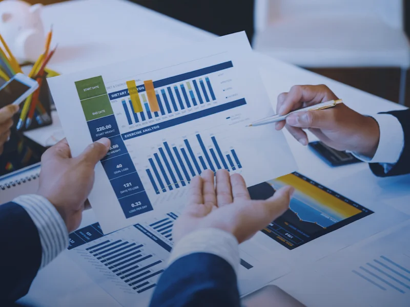 Team working with financial reports